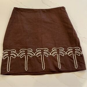 Tuckernuck Hyacinth House Linen Skirt with Palm Tree Embroidery size XXS